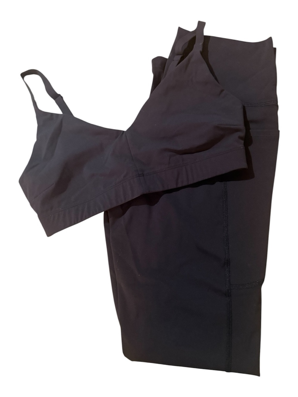 NEW Outdoor Voices Black Brushed run interlock set sports bra and leggings Small